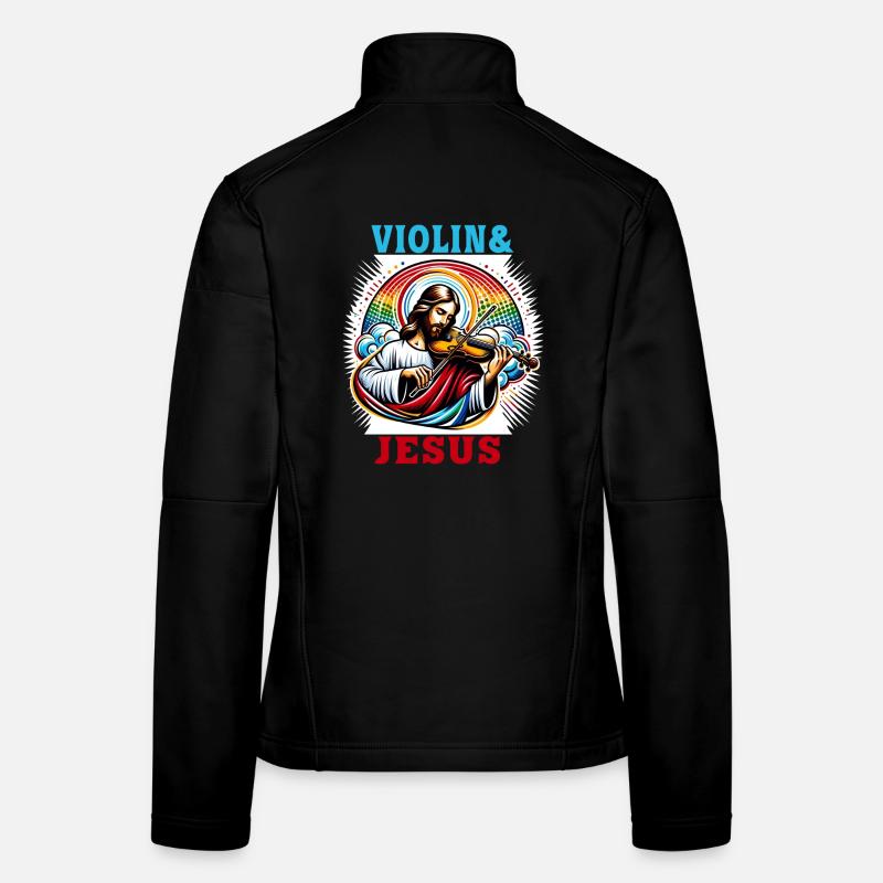Conception musicale pour violon et Jésus Christ Veste en tissu softshell Femme