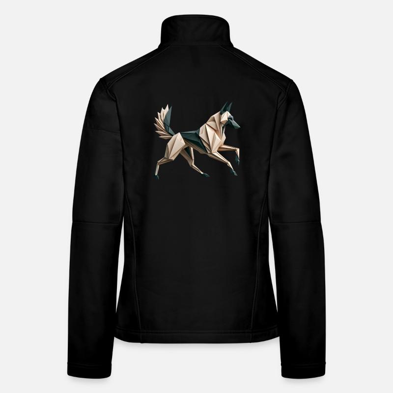 3D Geometrischer Origami-Malinois-Hund Frauen Softshelljacke