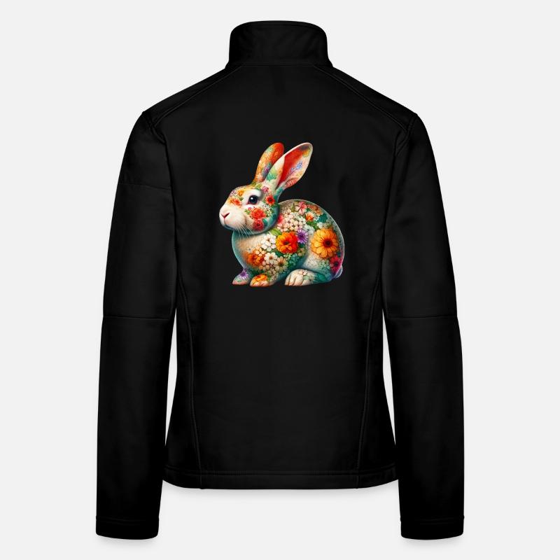 Rabbit decorated with flowers Women's Softshell Jacket