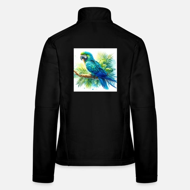 Aquarell Blauer Ara - Frauen Softshelljacke - Schwarz