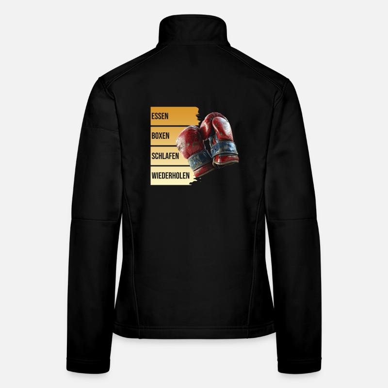 Essen - Boxen - Schlafen - Wiederholen - Frauen Softshelljacke - Schwarz