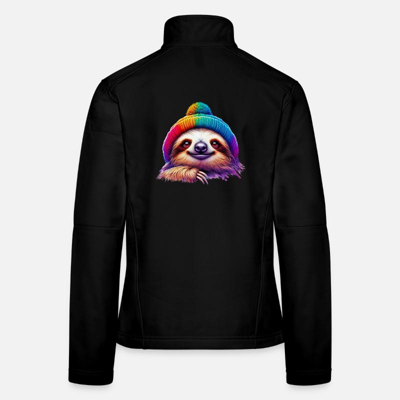 Sloth with wool cap hat Women's Softshell Jacket
