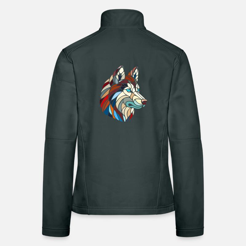 Husky dog head polygonal geometric art Women's Softshell Jacket
