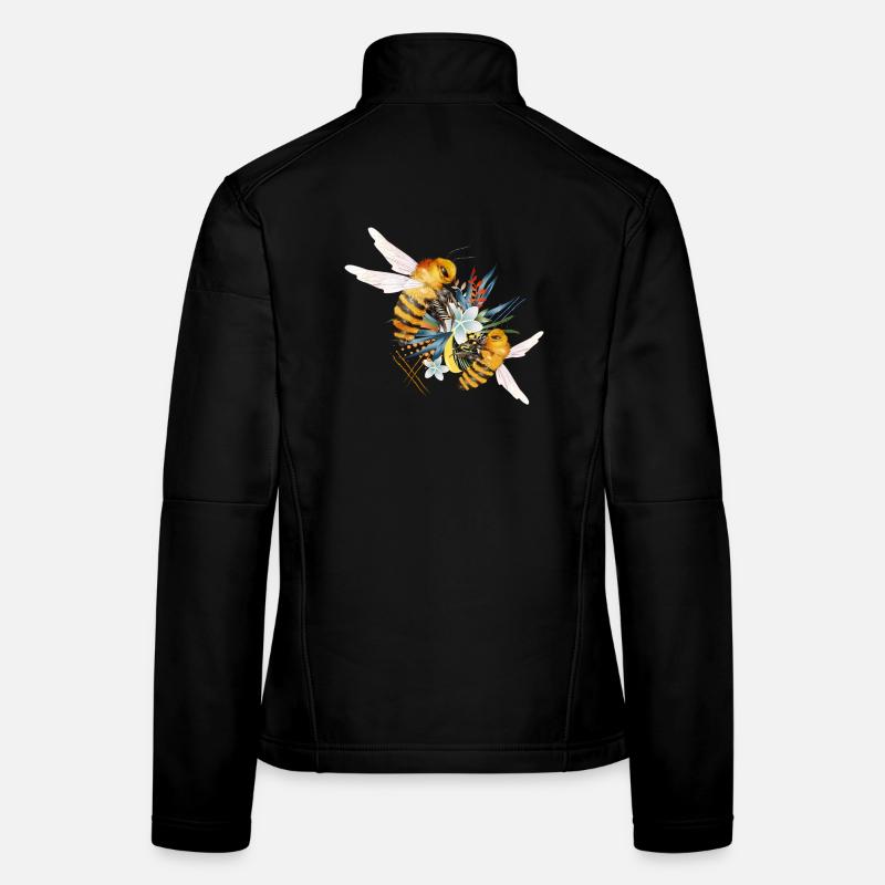 Two flying bees hand drawn Women's Softshell Jacket