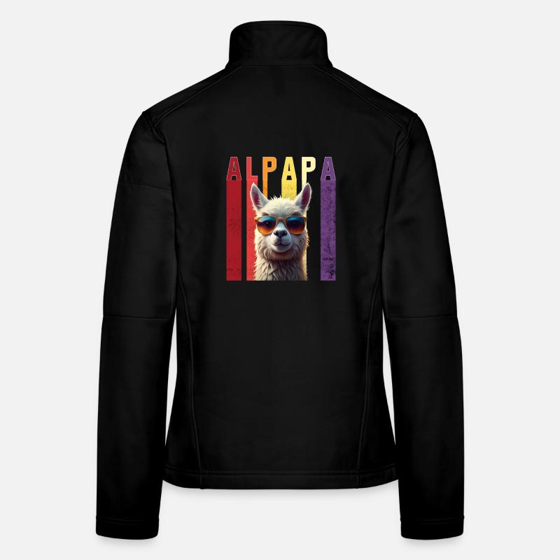 Lustiger Alpakaparameter mit Sonnenbrille - Frauen Softshelljacke - Schwarz
