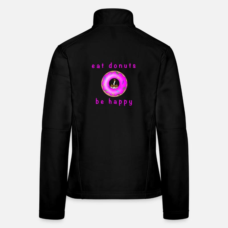 Katze mit Donat - Frauen Softshelljacke - Schwarz