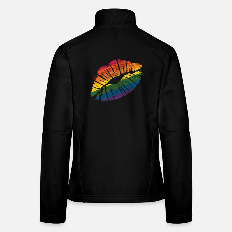 Smooch rainbow Lippenstift Kuss Mark Liebe Statement Frauen Softshelljacke