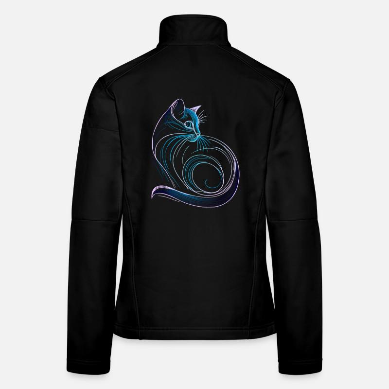 Cat style minimalist gradient blue Women's Softshell Jacket