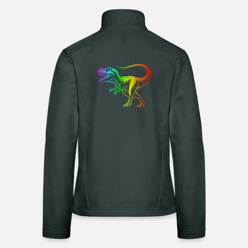 Tyrannosaurus Rex Dinosaur, Rainbow T-Rex Women's Softshell Jacket