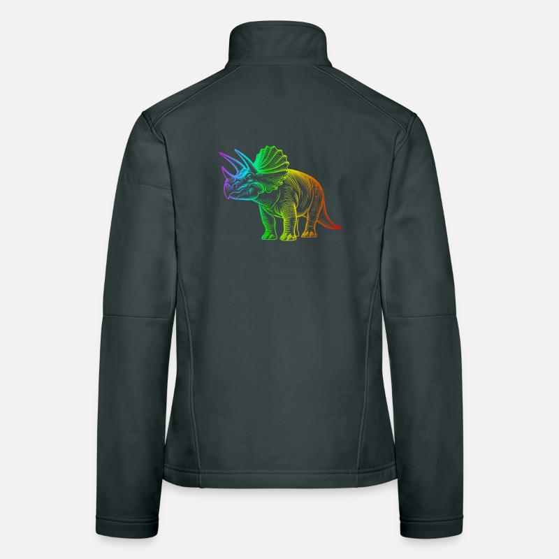 Regenbogen-Triceratops-Dinosaurier Frauen Softshelljacke