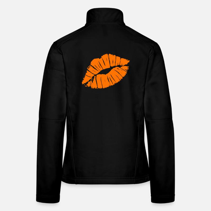 Smooch Orange Lippenstift Kuss Mark Liebe Statement Frauen Softshelljacke