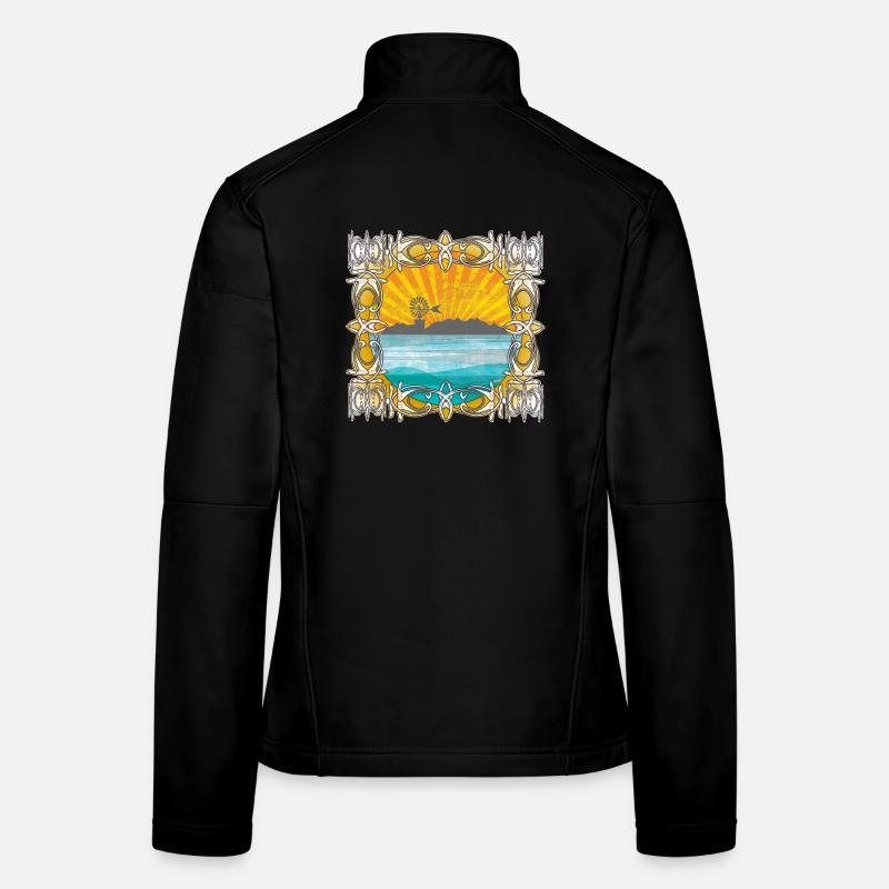 Lever de soleil au bord de la mer avec moulin à vent Veste en tissu softshell Femme