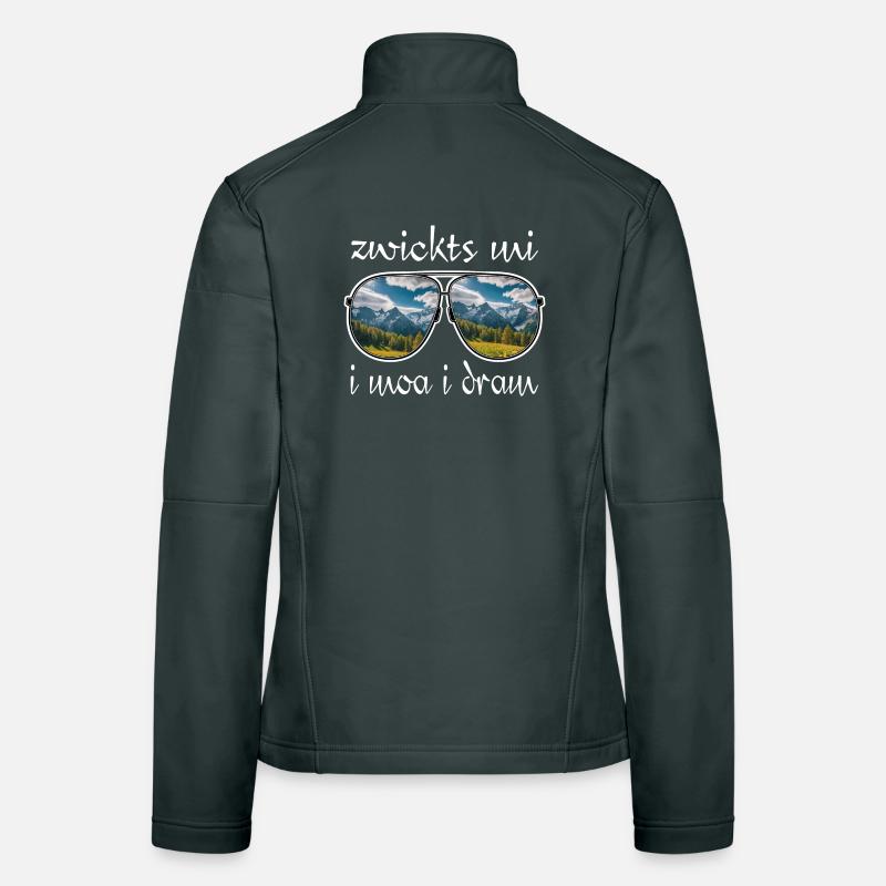 zwickts mi i moa i dram, dialect, hiking, mountains Women's Softshell Jacket