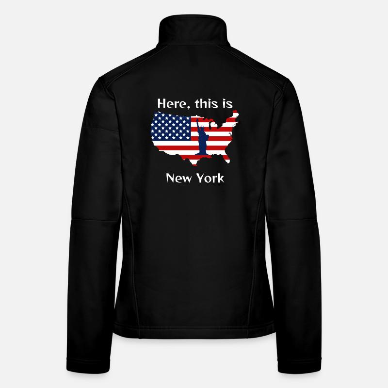 Flagge der USA und Freiheitsstatue Frauen Softshelljacke
