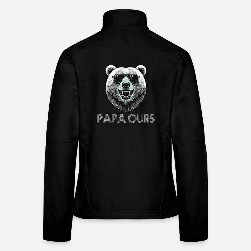 Cool bear head with sunglasses. Papa Bear Women's Softshell Jacket