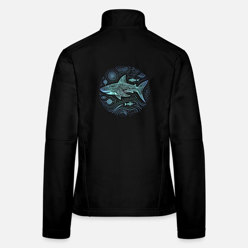 Shark Aboriginal Patterns Australia Shades Blue Women's Softshell Jacket