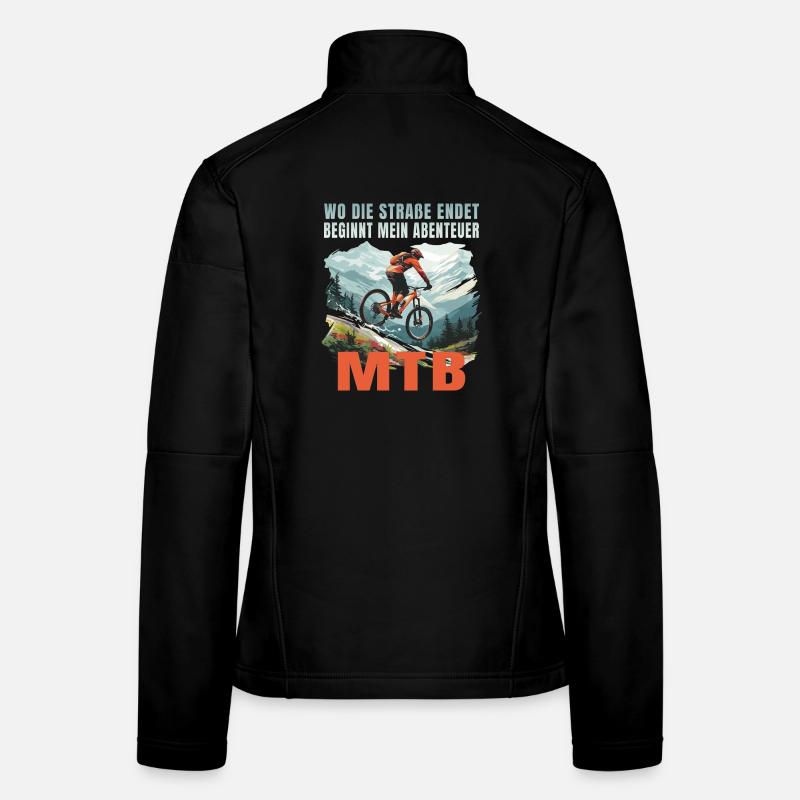 MTB: Wo die Straße endet beginnt mein Abenteuer - Frauen Softshelljacke - Schwarz