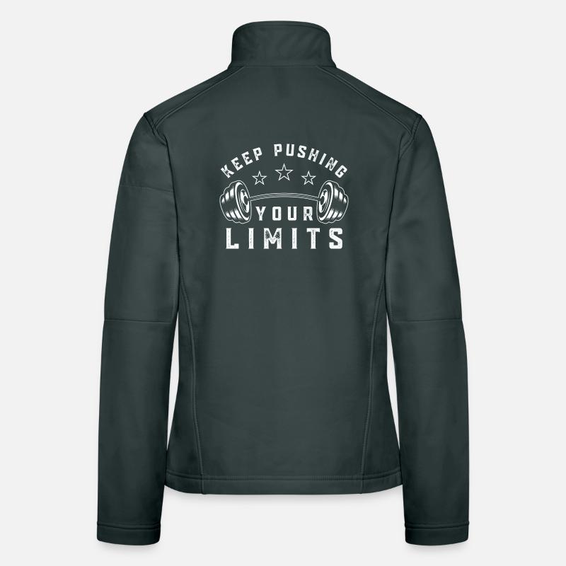 Citation de salle de sport Continuez à repousser vos limites Veste en tissu softshell Femme