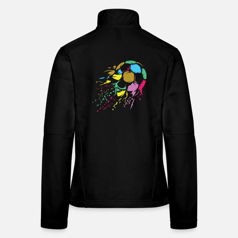 Fußball bunte Farben retro Ball Explosion Symbol - Frauen Softshelljacke - Schwarz