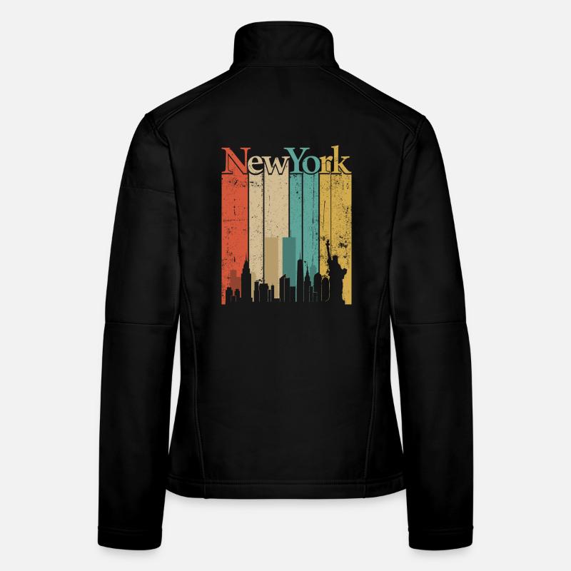 New York Skyline Retro Stripes Women's Softshell Jacket