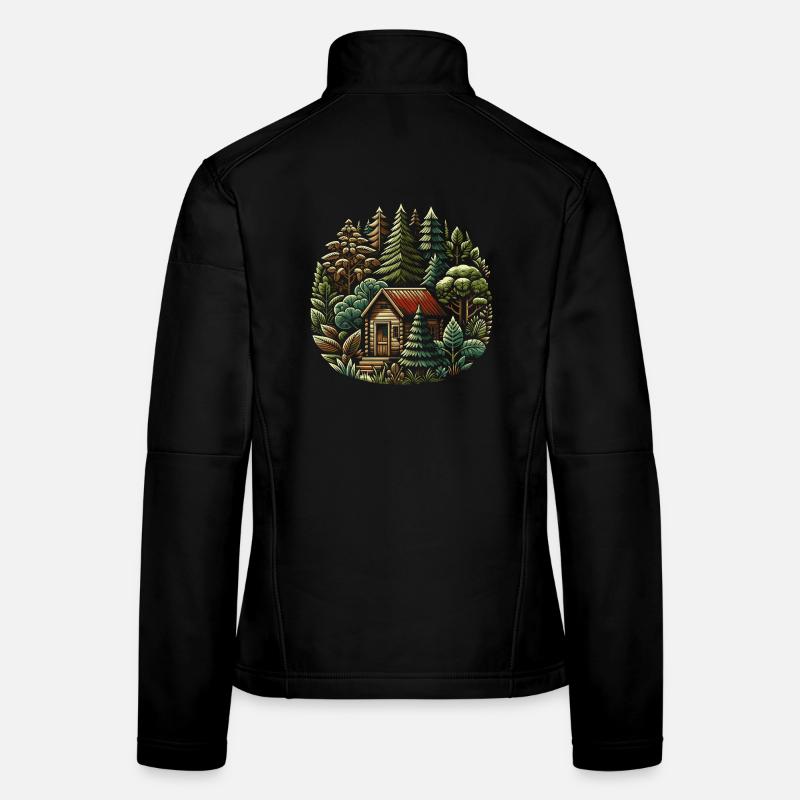 naturverbunden Leben mit einem Tiny House im Wald Frauen Softshelljacke