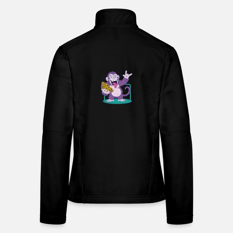 Pizza: Monkey makes it better! - Women's Softshell Jacket - black