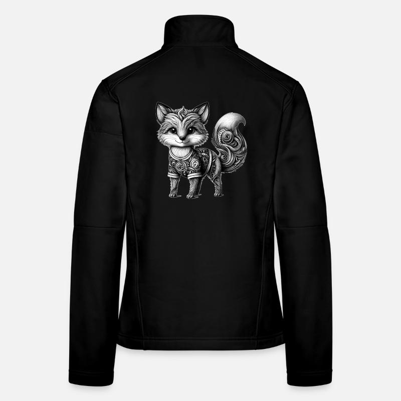 Renard astucieusement conçu en noir et blanc Veste en tissu softshell Femme