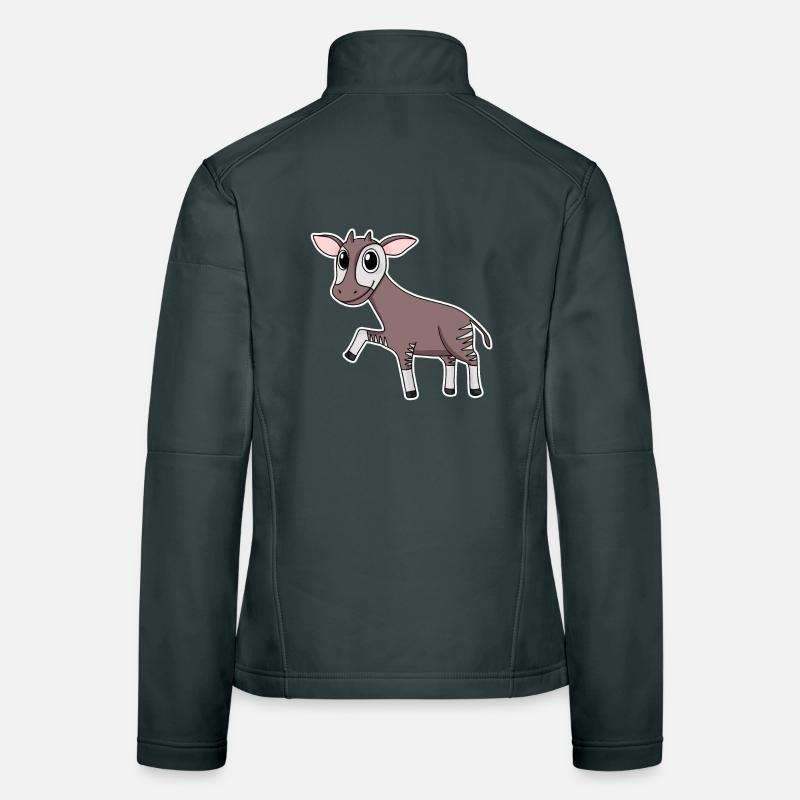 Motif de girafe de forêt d’okapis Veste en tissu softshell Femme