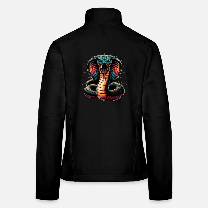 dynamisches und farbenfrohes Cobra-Schlangen Motiv Frauen Softshelljacke
