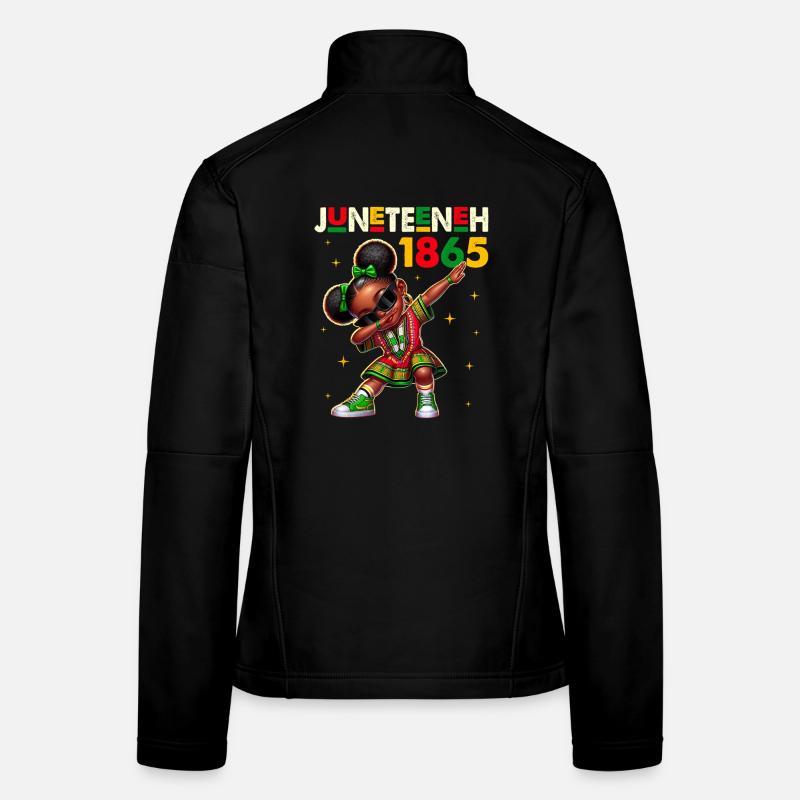 Juneteenth Dabbing Black Girls Queen Melanin Brown - Women's Softshell Jacket - black