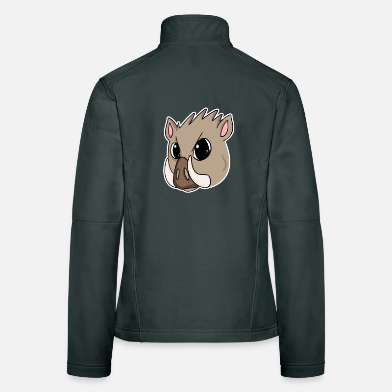 Wild Boar Pig Head Motif Women's Softshell Jacket
