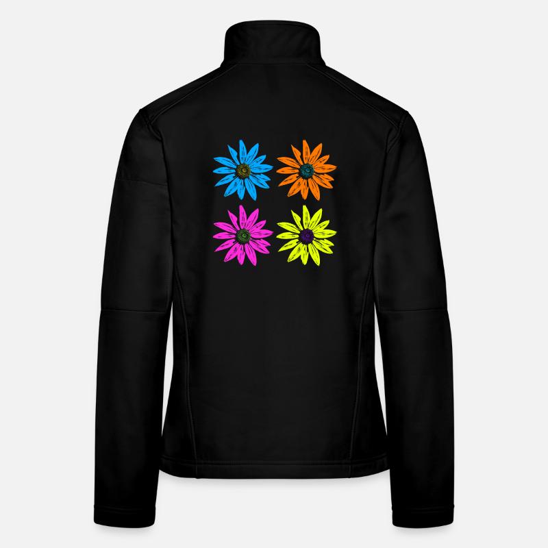 Blumen Pop Art vier Farben Frauen Softshelljacke