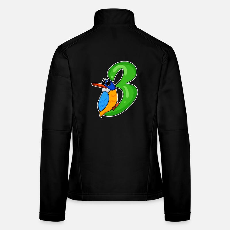 3rd Birthday Motif Kingfisher - Three Years Old Women's Softshell Jacket