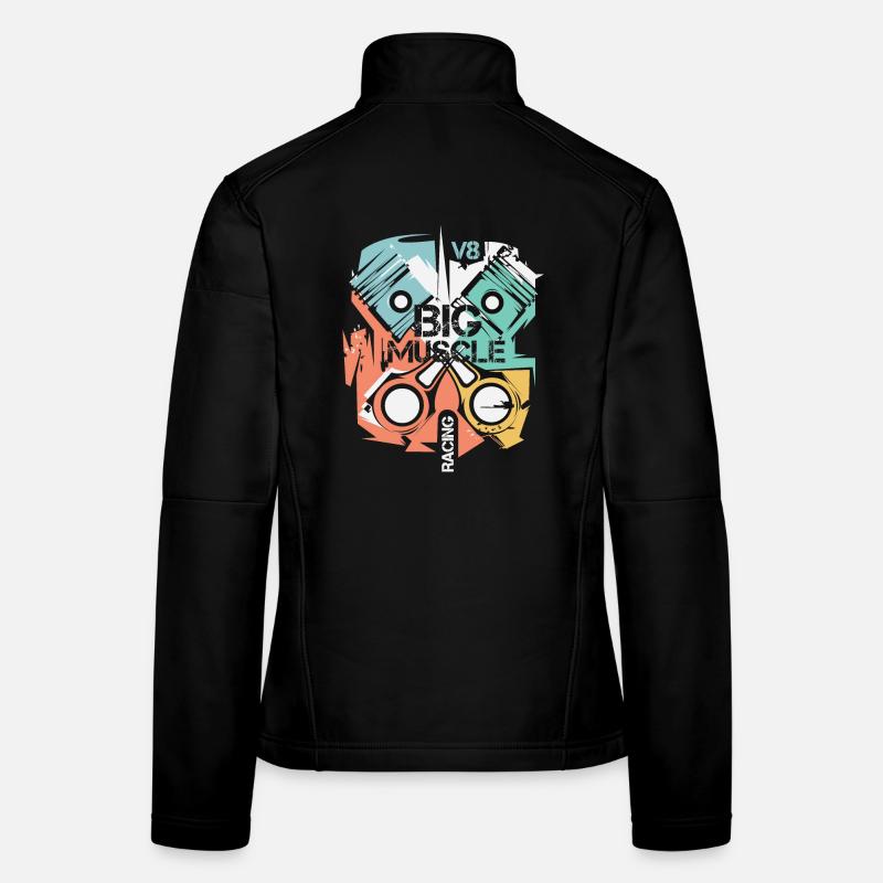 retro v8 musclecar car vintage engine piston logo Women's Softshell Jacket