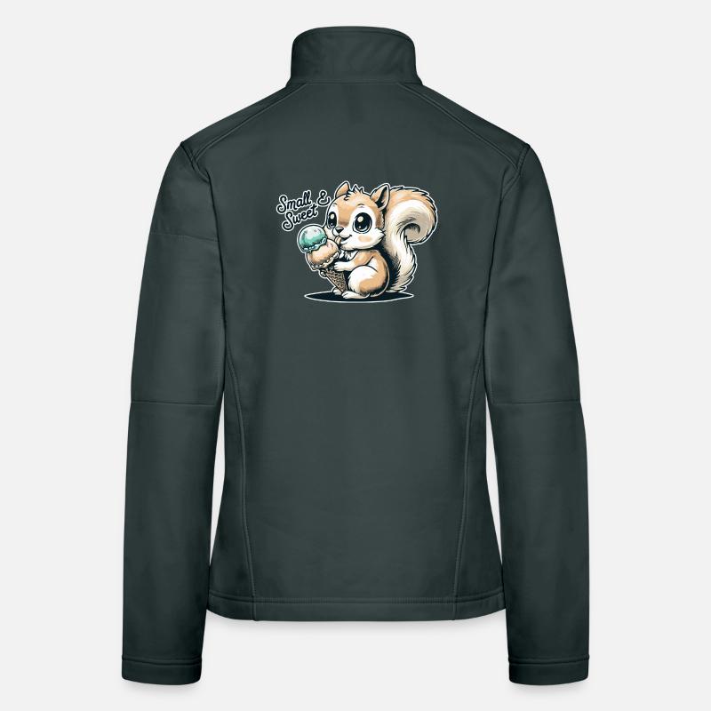 Écureuil de dessin animé mignon avec de la crème glacée Veste en tissu softshell Femme