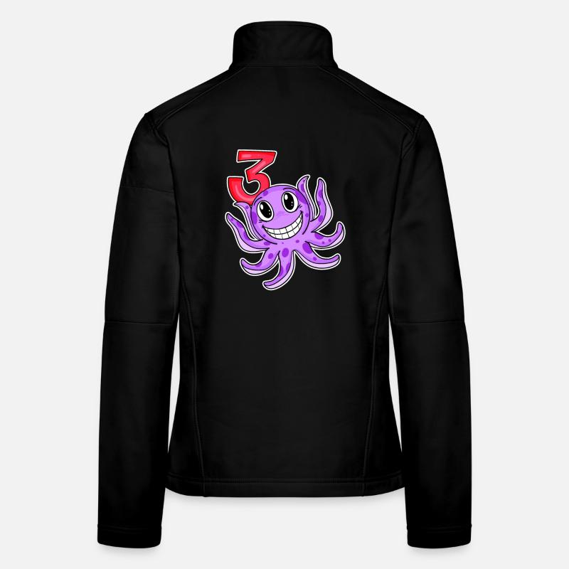 3rd Birthday Motif Octopus - Three Years Old Women's Softshell Jacket