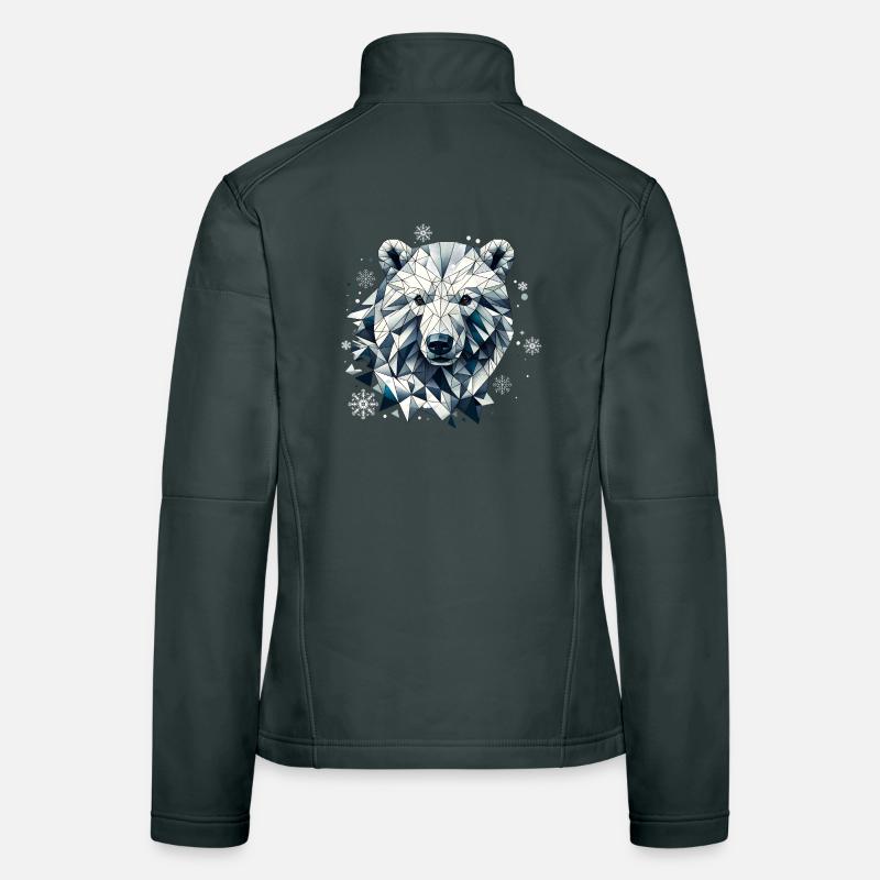 Geometric Polar Bear Head - Polygons Motif Women's Softshell Jacket