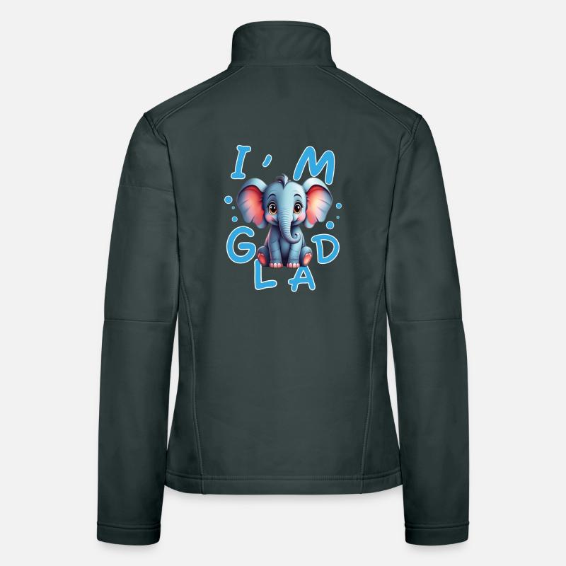 Cute and cheerful elephant with positive message Women's Softshell Jacket