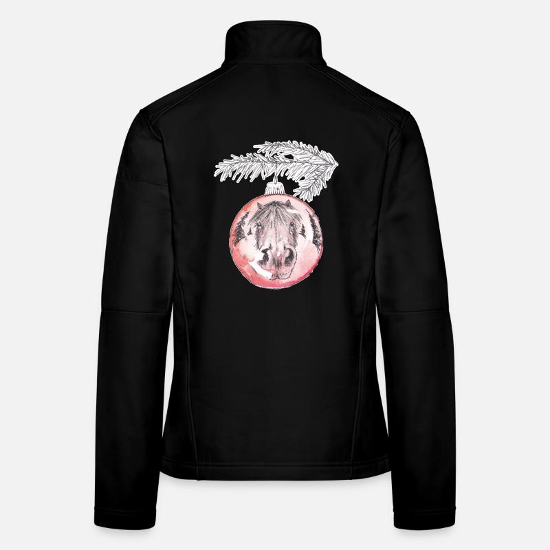 Weihnachtskugel Merry Christmas rot Pferd Frauen Softshelljacke