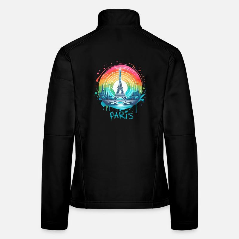 Paris Eiffel Tower with Rainbow LGBT Skyline Women's Softshell Jacket