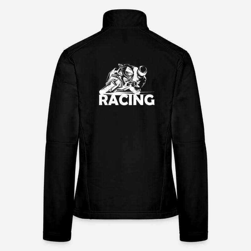 Moto de course Moto Piste de course Icône du logo de la piste de course Veste en tissu softshell Femme
