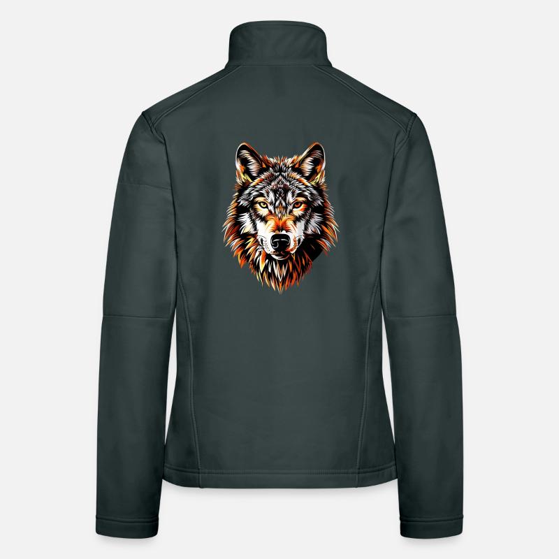 Loup Motif Loups Wolf Pack Gris Wolfhound Wolf Veste en tissu softshell Femme