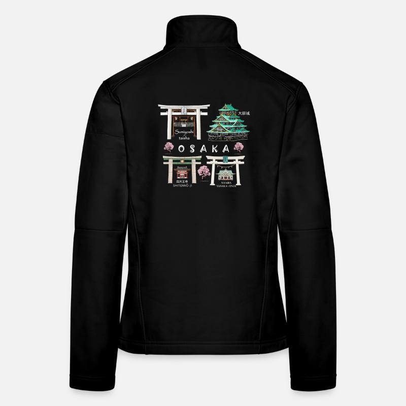 Osaka Castle, Shrines, Temple Drawing, Japan Women's Softshell Jacket