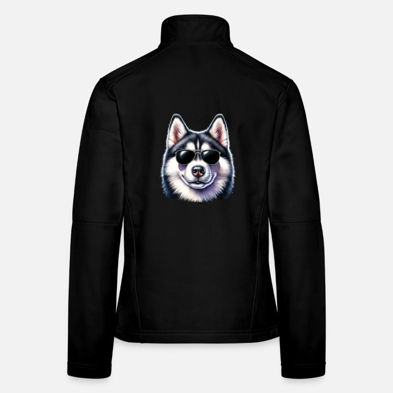 Cooler Husky mit Sonnenbrille Frauen Softshelljacke