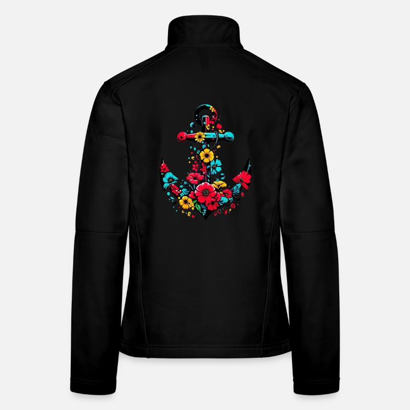 Une ancre avec des fleurs Veste en tissu softshell Femme