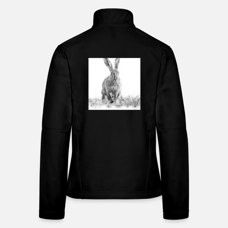 Lapin sautillant noir blanc Veste en tissu softshell Femme