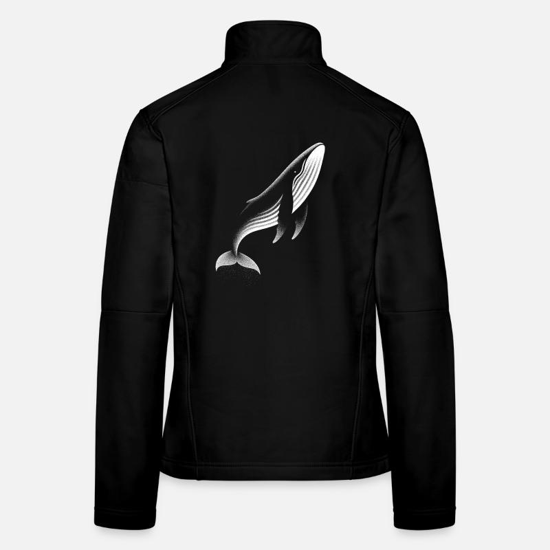 Illustration en forme de Whale Dotwork pour les amateurs de mer Veste en tissu softshell Femme