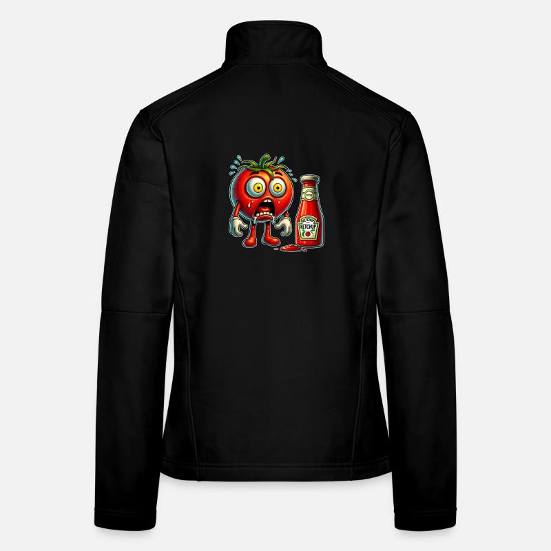 Motif amusant de tomates et de ketchup Veste en tissu softshell Femme