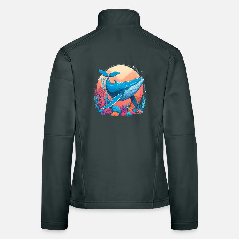 Blue Whale Drawing Women's Softshell Jacket