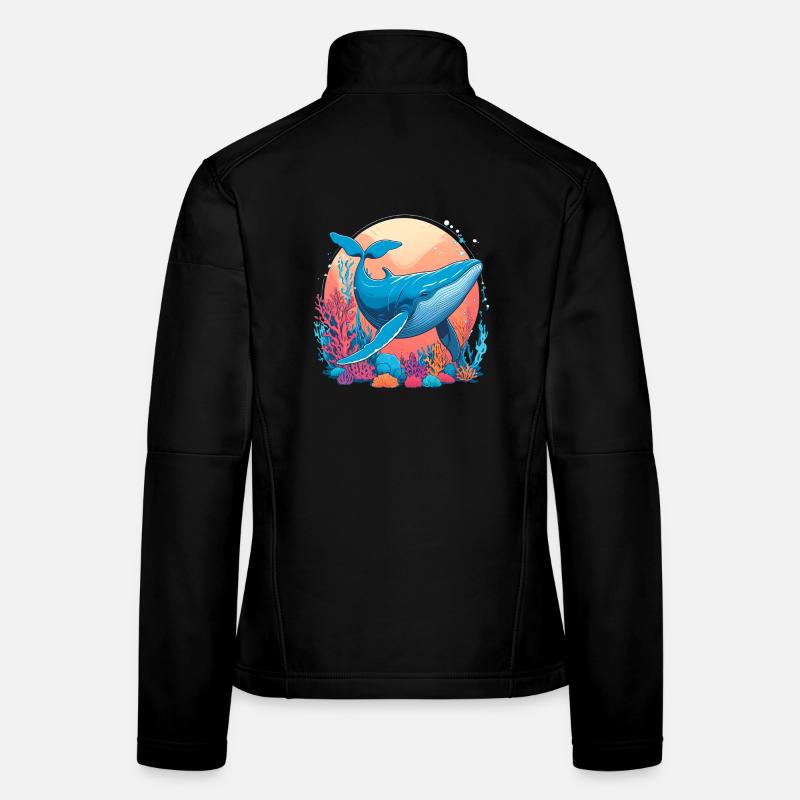 Blauwal-Zeichnung Frauen Softshelljacke